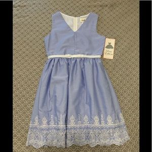 Girl’s Rate Editions Sleeveless A-line Blue & White Dress Size 14 NWTS